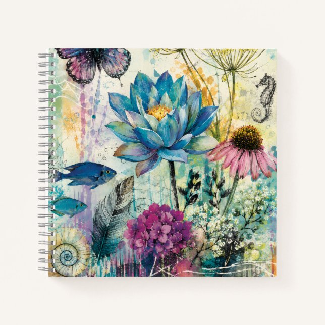 Cuaderno Sueño Acuático Floral Vibrante (Anverso)