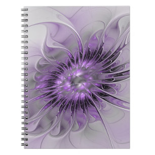Cuaderno Sueño de Flor de Lavanda Arte Fractal Abstracto Mo