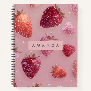 Cuaderno Sueño de Fresa Brillante Personalizado con Brillo