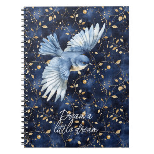 Cuaderno Sueño de Hojas Doradas de Pájaro Azul