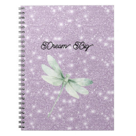 Cuaderno Sueño de libélula de menta pistacho brillo lavanda