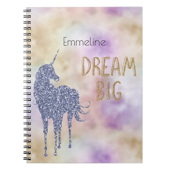 Cuaderno Sueño de Purpurina de oro Gran Unicornio Personali (Frente)