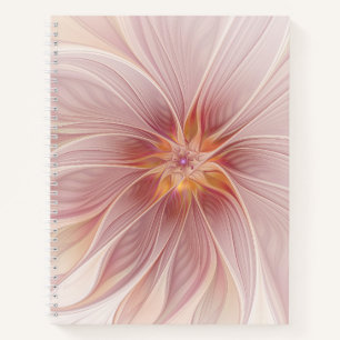 Cuaderno Sueño floral rosa suave Resumen Flor de arte fract