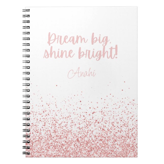 Cuaderno ¡Sueño Gran Brillo Brillante! Purpurina rosa perso (Frente)