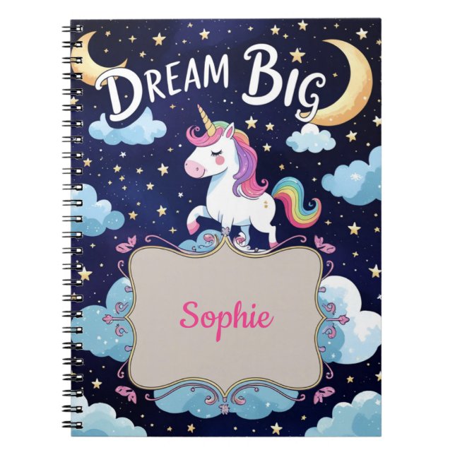 Cuaderno Sueño grande - Unicornio mágico personalizado (Frente)
