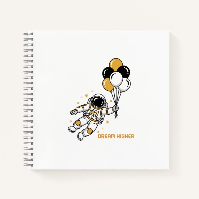 Cuaderno Sueño más alto - Astronauta flotando con globos (Anverso)