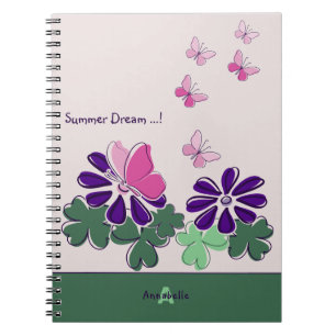 Cuaderno Sueño veraniego Verde Rosa Morado Mariposa