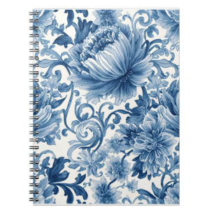 Cuaderno Sueños Azules   Chinoisería de Acuarela Floral