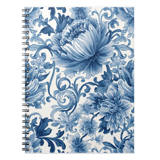 Cuaderno Sueños Azules | Chinoiserie Aquarela Floral (Frente)