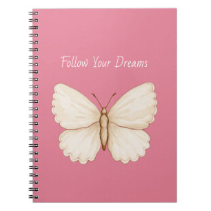 Cuaderno Sueños de Mariposa Blanca Rosa