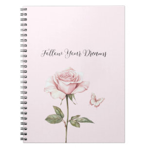 Cuaderno Sueños de Mariposa Rosa Blanca