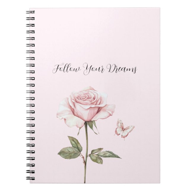 Cuaderno Sueños de Mariposa Rosa Blanca (Frente)
