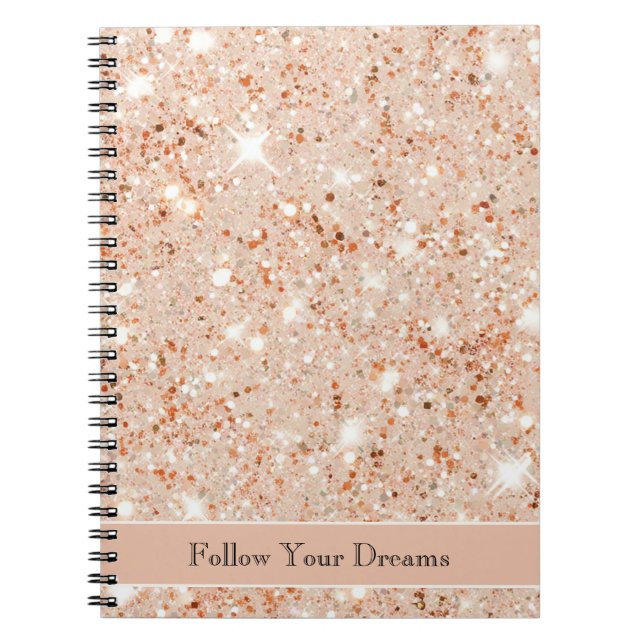 Cuaderno Sueños de purpurina de melocotón bonitos (Frente)