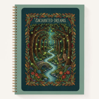 Cuaderno Sueños Encantados Bordados Bosque Místico