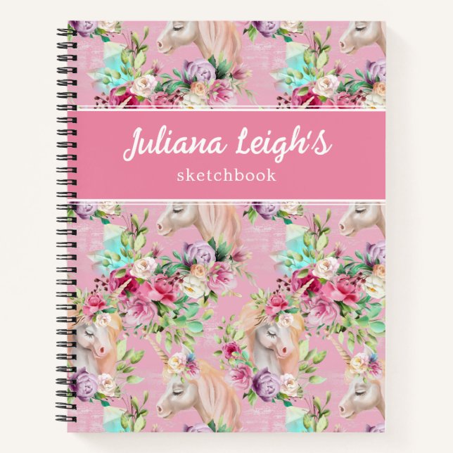 Cuaderno Sueños Florales de Unicornio (Anverso)
