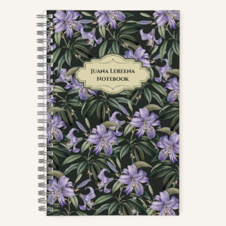 Cuaderno Sueños Florales Oscuros Con Lirio Púrpura Realista