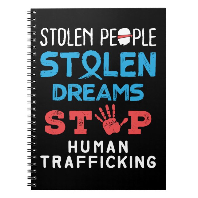 Cuaderno Sueños robados detienen el tráfico humano (Frente)