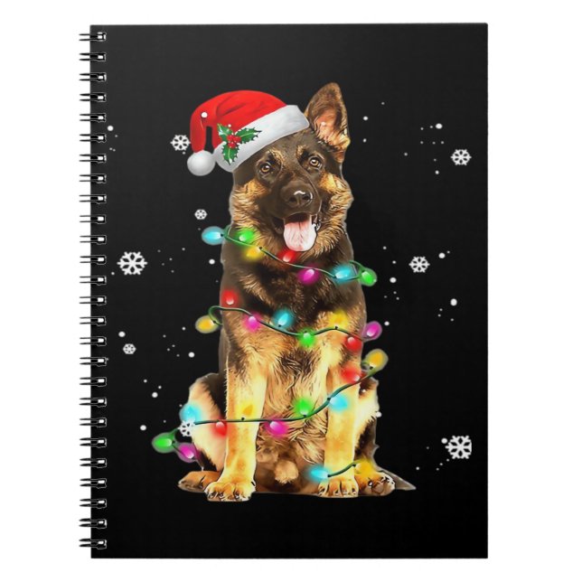 Cuaderno Suéter de Navidad de árbol de perro pastor alemán  (Frente)
