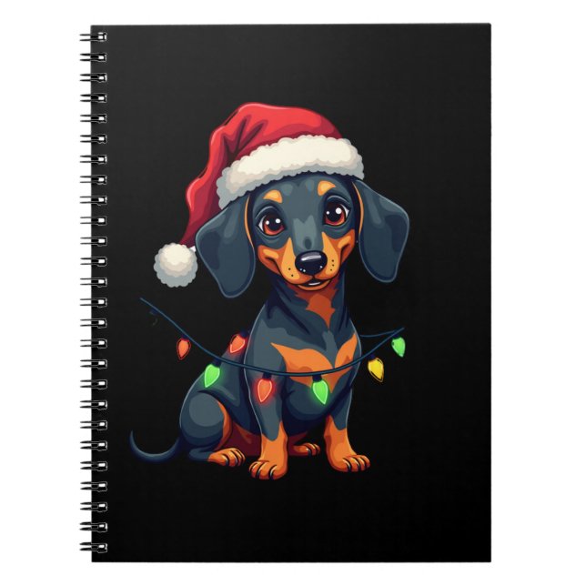 Cuaderno Suéter de Navidad de árbol de perros Dachshund reg (Frente)