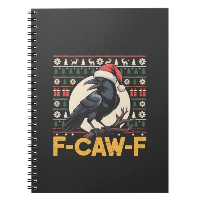 Cuaderno Suéter feo de Navidad divertido cuervo F-Caw-F Nav (Frente)