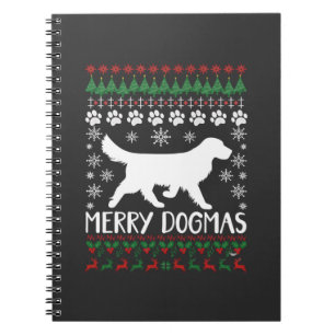 Cuaderno Suéter Feo De Navidad Perro Dogmas Alegre Copo De