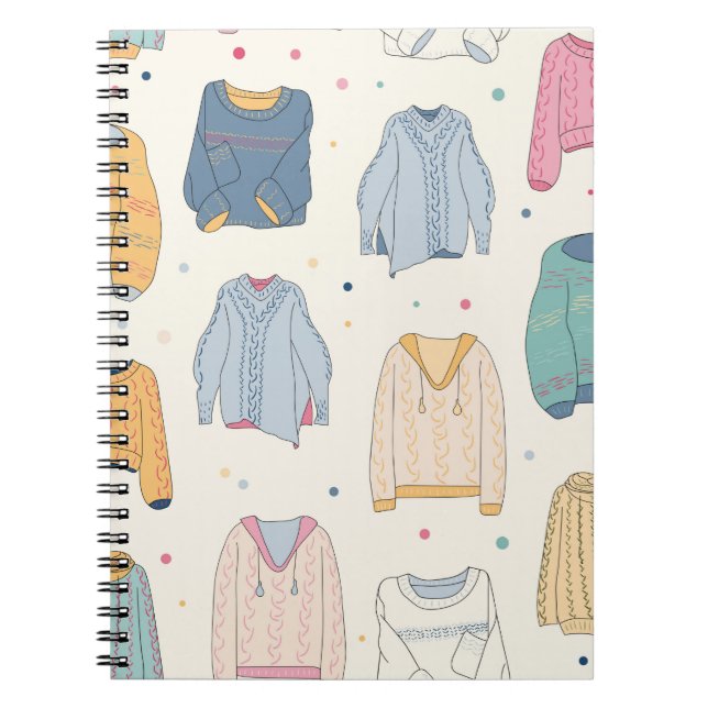 Cuaderno Suéteres multicolores, acogedores, cálido invierno (Frente)