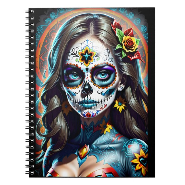 Cuaderno Sugar Skull Art - Viviente y audaz (Frente)