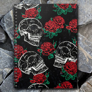 Cuaderno Sugar Skull Glam Grunge gótico moderno de rosa r