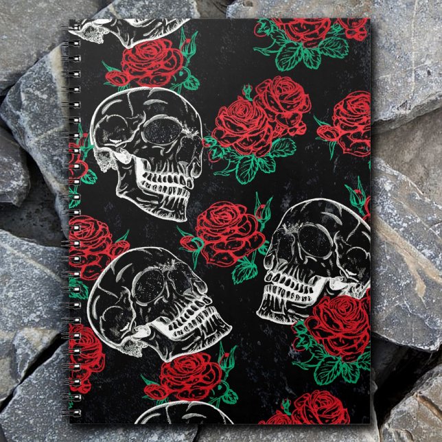 Cuaderno Sugar Skull Glam | Grunge gótico moderno de rosa r (Subido por el creador)