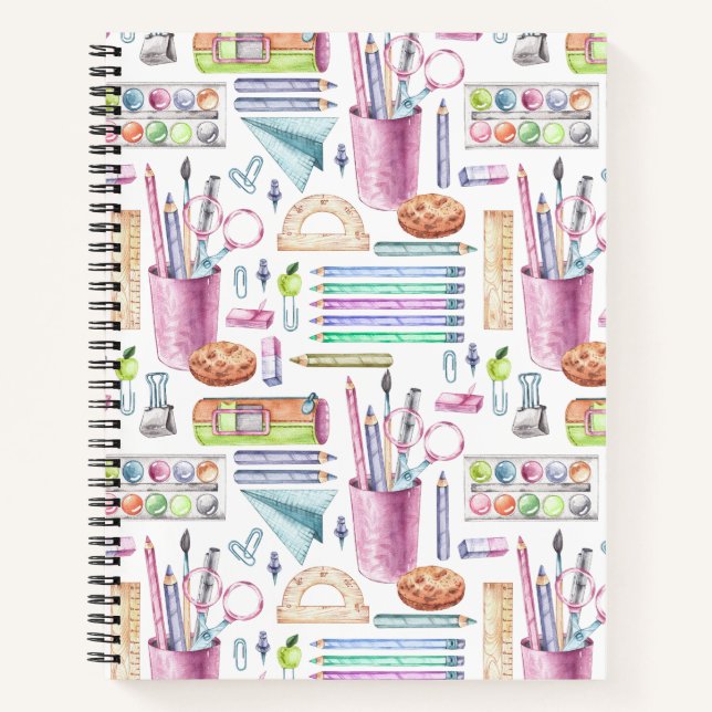 Cuaderno Suministros académicos de acuarela de vuelta al co (Anverso)