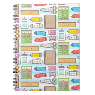 Cuaderno Suministros de Regreso a la Escuela Patrón Kawaii 