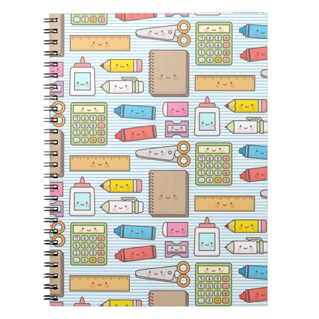 Cuaderno Suministros de Regreso a la Escuela Patrón Kawaii  (Frente)
