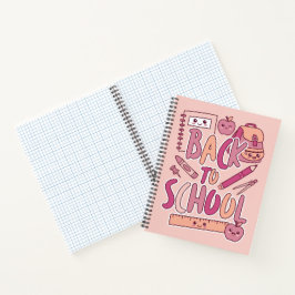 Cuaderno Suministros escolares lindos y kawaii rosa