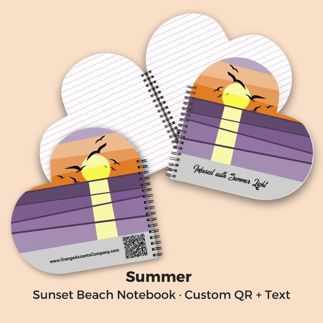 Cuaderno Summer Beach Sunset Event Personalizado Tagline có (Summer Beach Sunset Event Custom Tagline QR code Notebook)