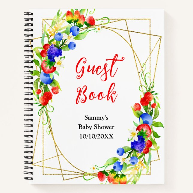 Cuaderno Summer Mixed Berries Baby Shower Guest Book (Anverso)