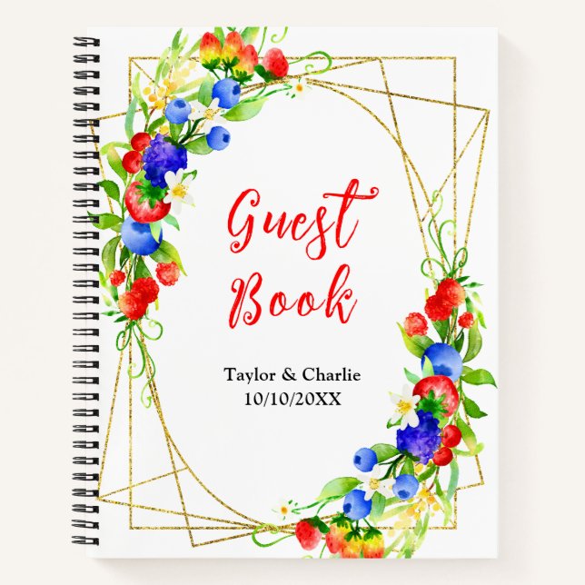 Cuaderno Summer Mixed Berries Wedding Guest Book (Anverso)