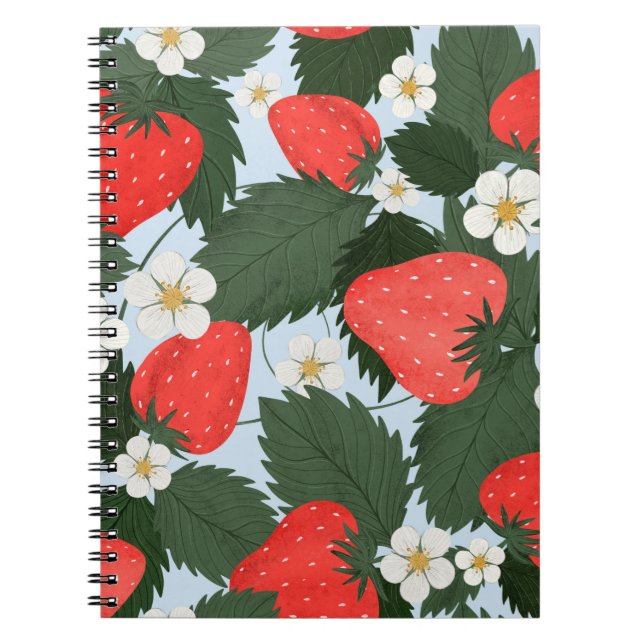 Cuaderno Summer pattern with strawberries. Strawberries lea (Frente)