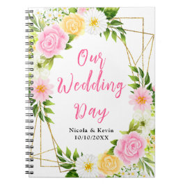 Cuaderno Summer Pink and Yellow Floral Wedding Planner