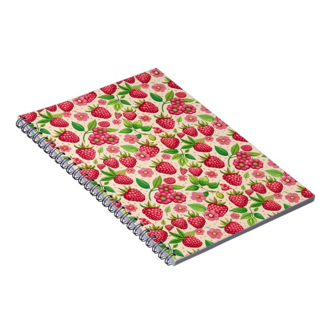 Cuaderno Summer Raspberry Garden Botanical Fruit Pattern (Lado Derecho)