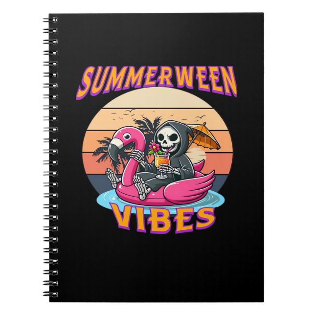 Cuaderno Summerween Vibes Grim Reaper Flamingo Floor Retro (Frente)