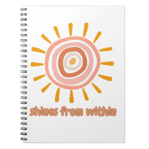 Cuaderno Sun Boho Art: "Shine from within" quote for self-e