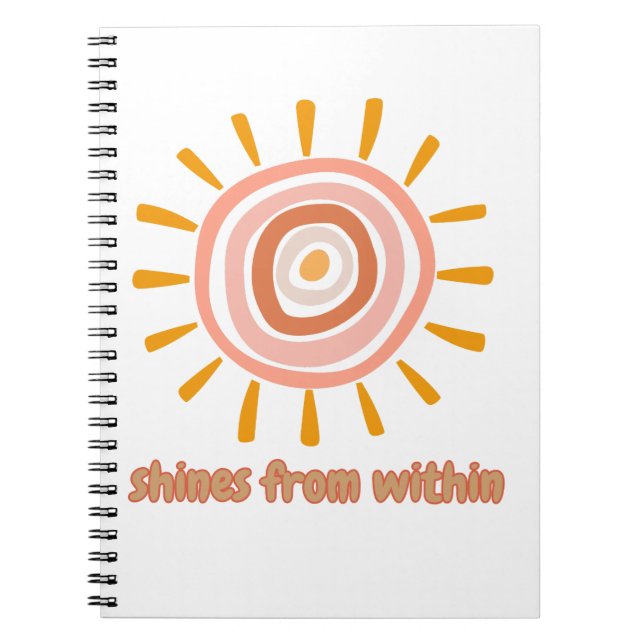 Cuaderno Sun Boho Art: "Shine from within" quote for self-e (Frente)