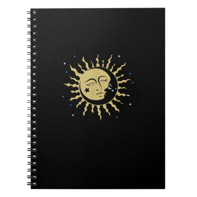 Cuaderno Sun Moon con estética de Witch Whimsigoth (Frente)
