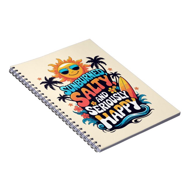 Cuaderno Sunburned Salty and Happy – Retro Beach Vibes (Lado Derecho)