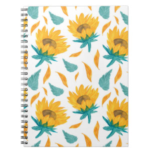 Cuaderno Sunflower acuarela: Impresión botánica de verano