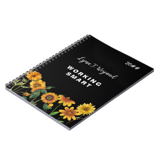 Cuaderno Sunflower Custom Name Bright Floral
