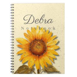 Cuaderno Sunflower Notebook Name | Yellow Floral Journal