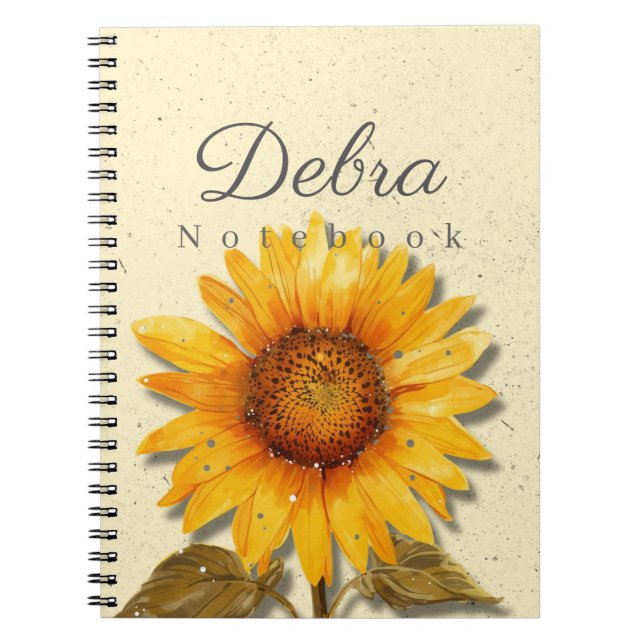 Cuaderno Sunflower Notebook Name | Yellow Floral Journal (Frente)