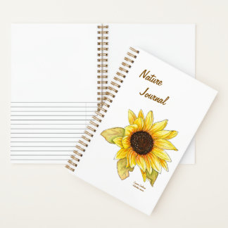 Cuaderno Sunflower spiral sketch/lined journal customizable