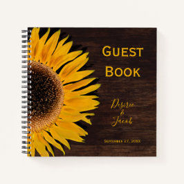 Cuaderno Sunflower Yellow Rustic Country Brown Wood